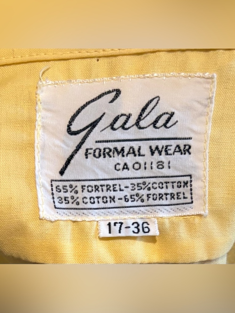 Vintage 70s Yellow Ruffle Tuxedo Shirt Mens 17-36 French Cuff Disco Formal Gala - Picture 5 of 10